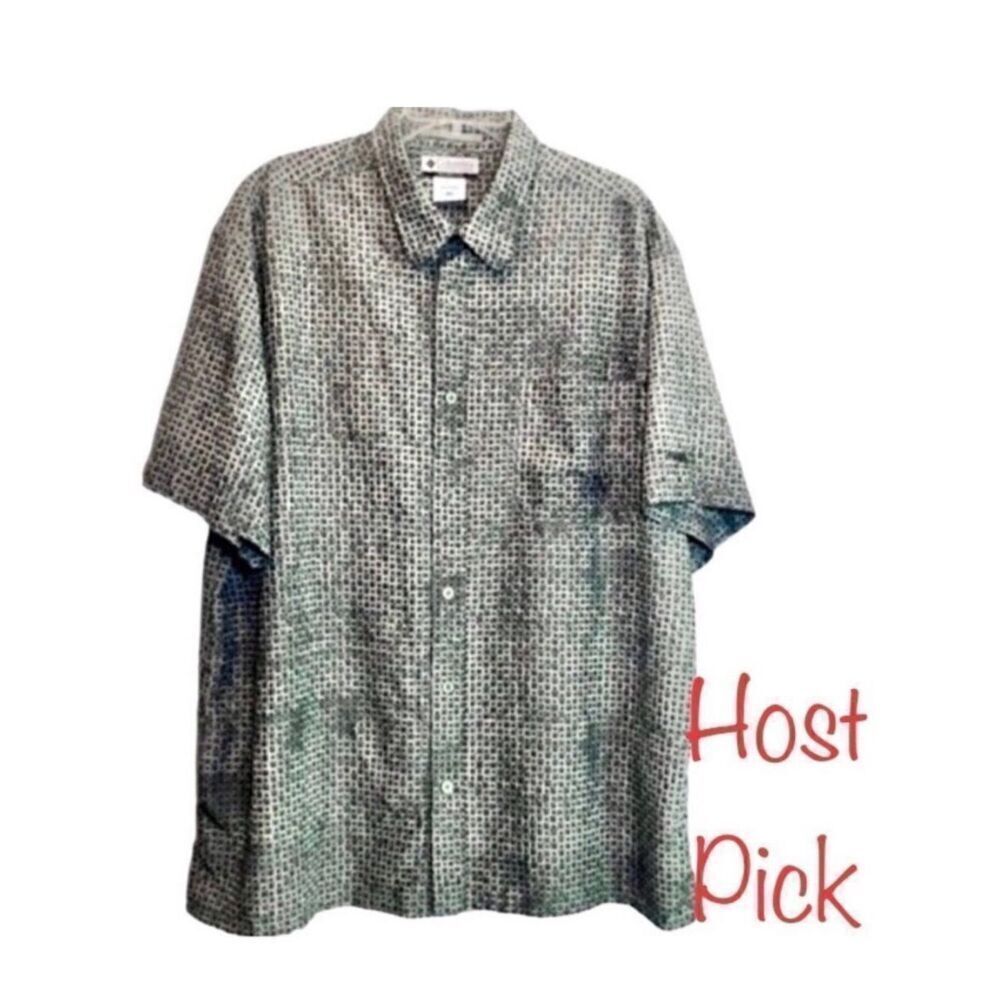 Columbia Geometric Print Short Sleeve Shirt in Grey/Black Men’s XXL